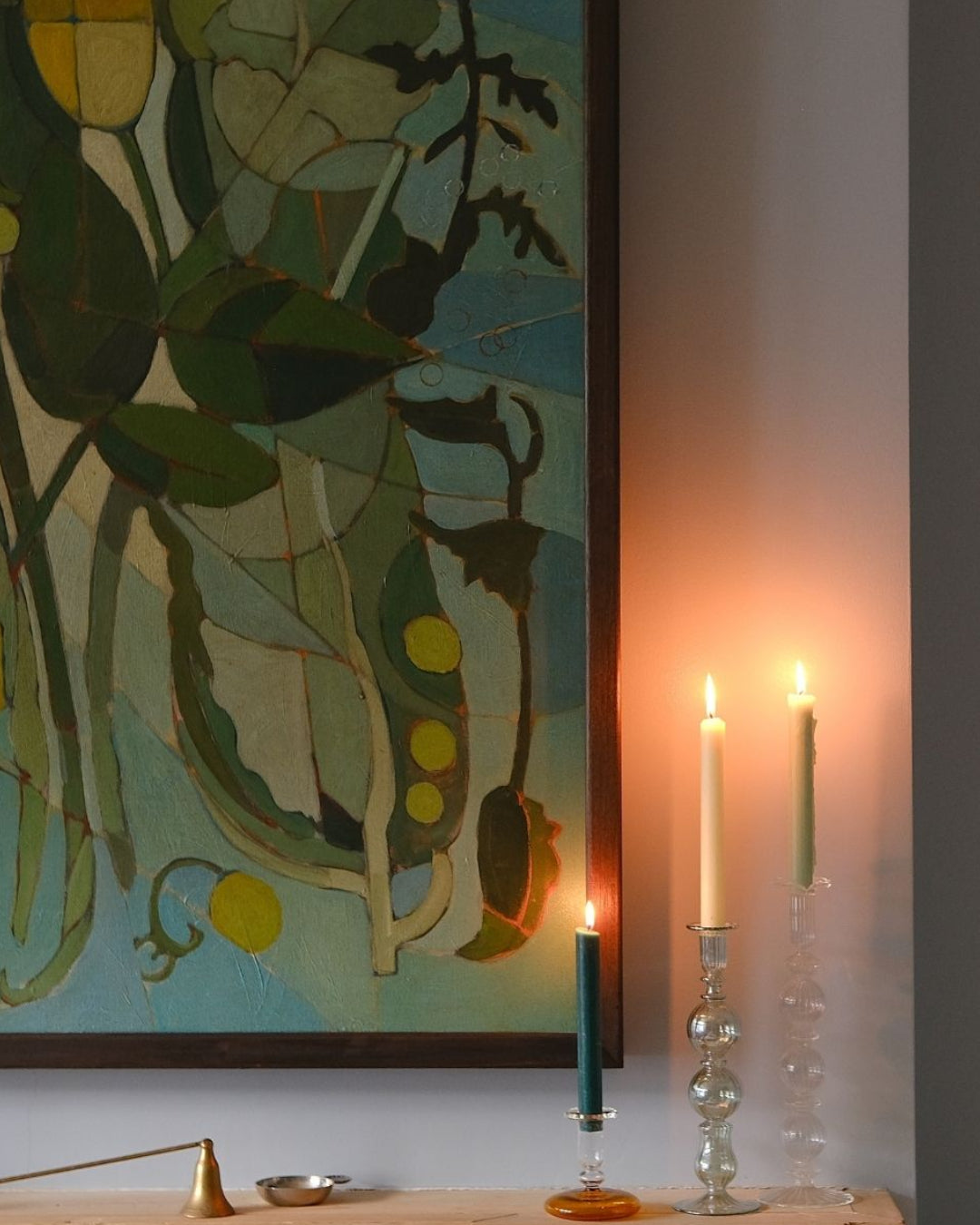 Pebble Glass Candlestick Candle Holder Amber Fireplace Issy Granger