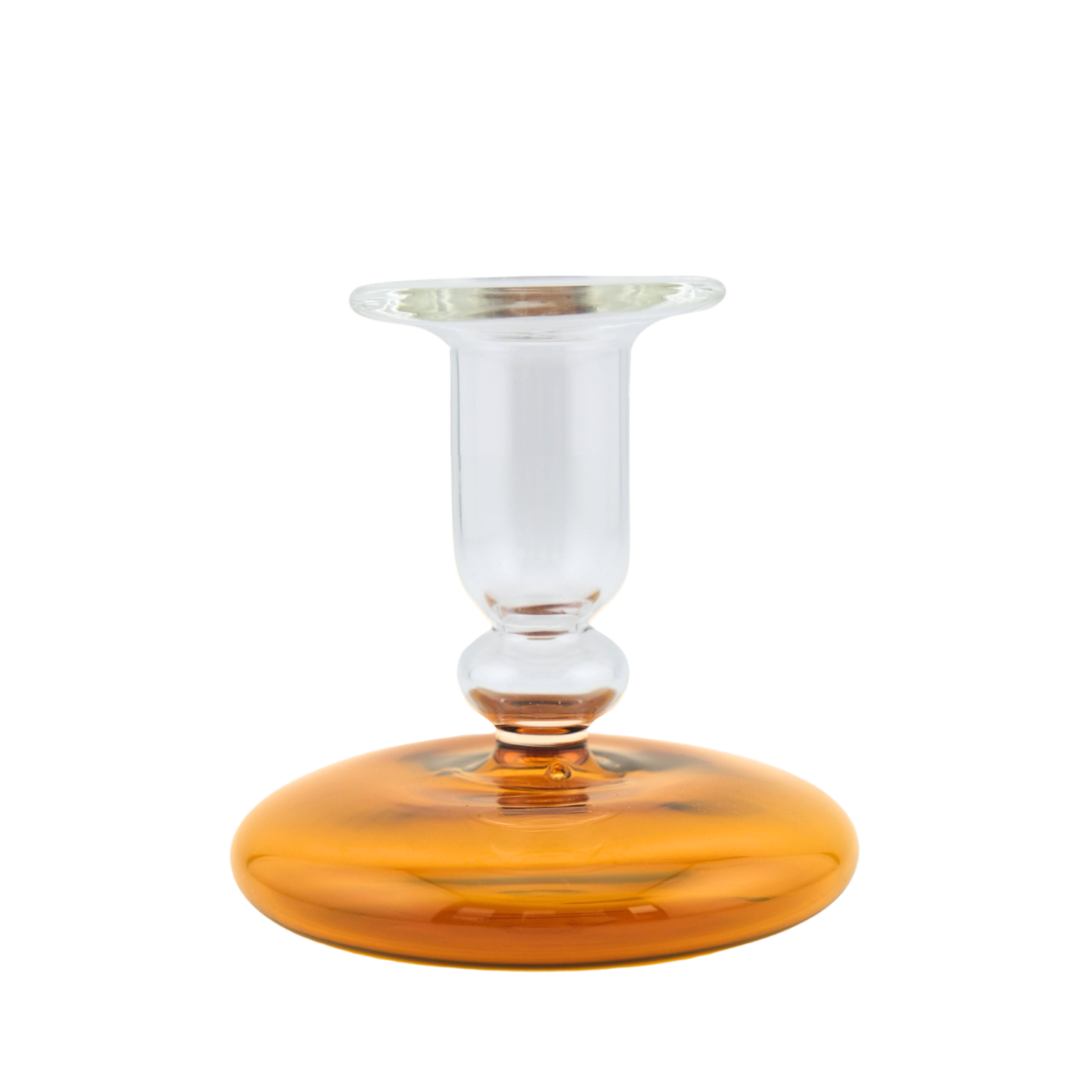 Pebble Glass Candle Holder Candlestick Amber Issy Granger 
