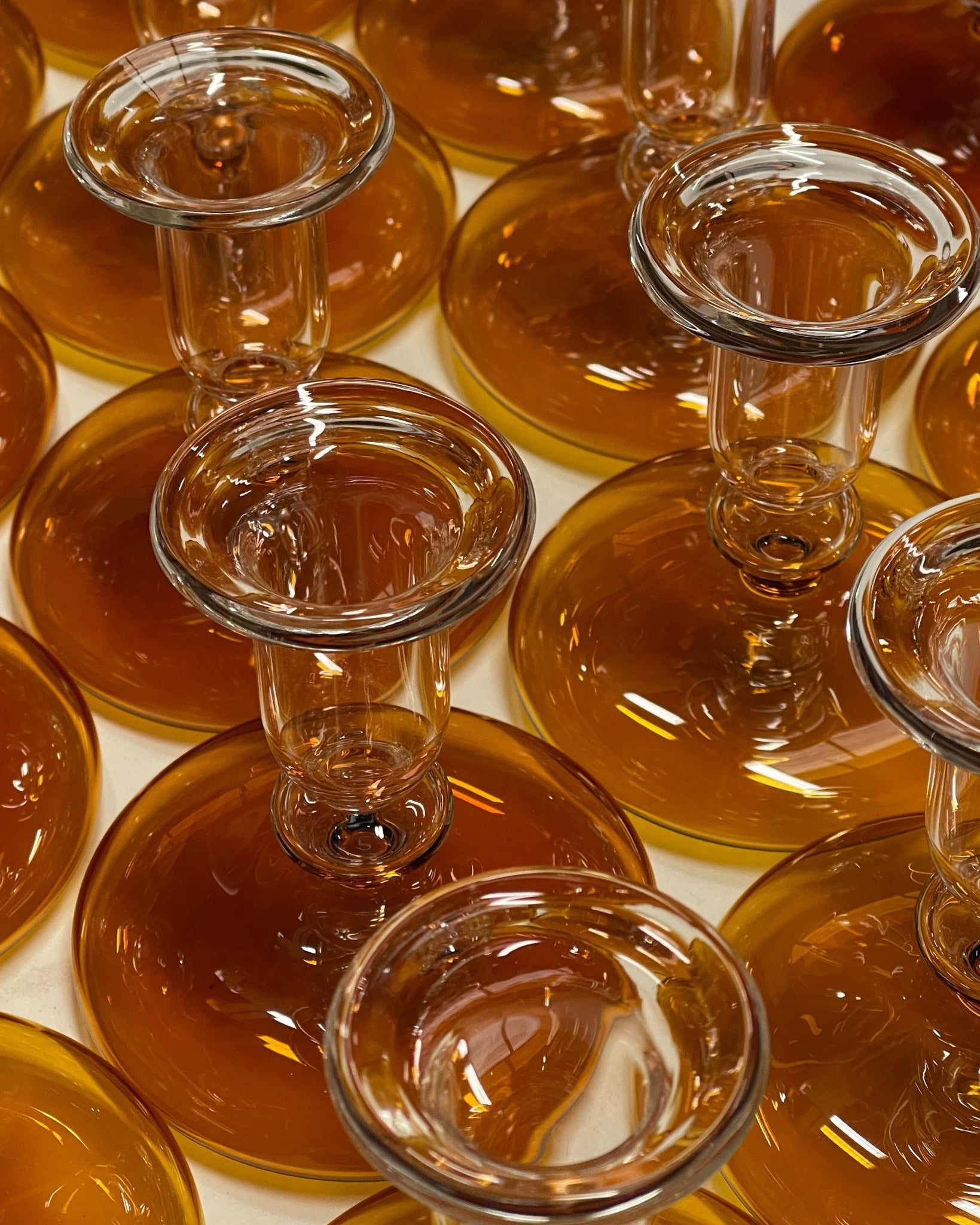 Pebble Glass Candlestick - Amber Issy Granger