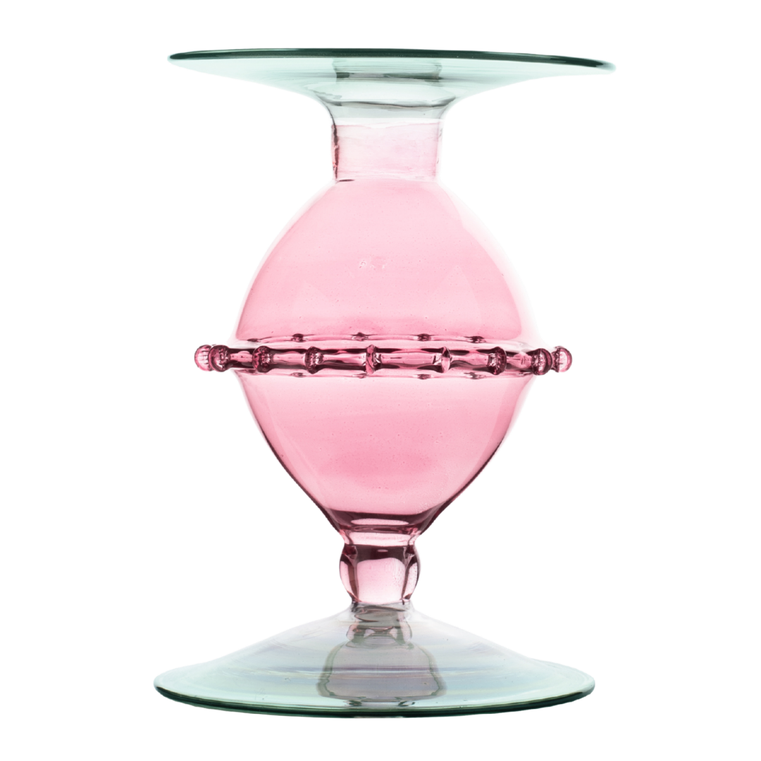 Pharaoh Glass Candlestick - Pink