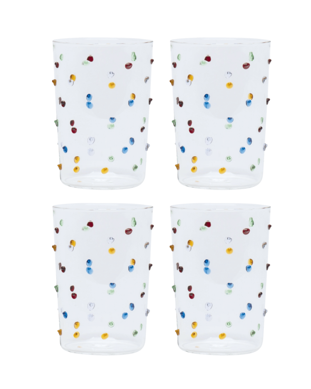 Pom Glass Water Tumbler Set of four Multicoloured 
