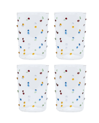 Pom Glass Water Tumbler Set of four Multicoloured 