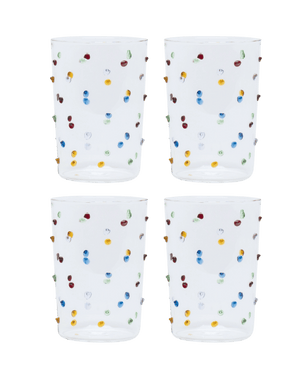 Pom Glass Water Tumbler Set of four Multicoloured 