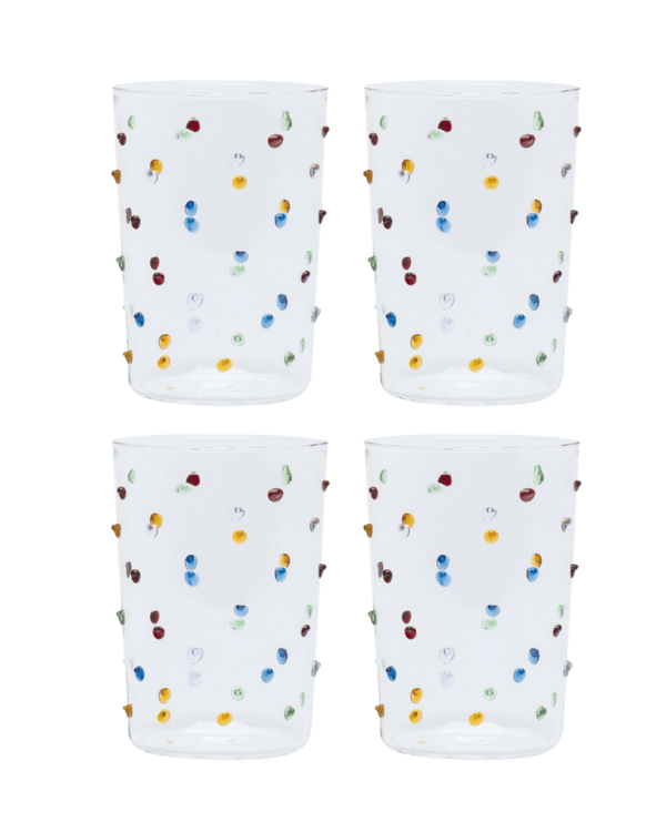 Pom Glass Water Tumbler Set of four Multicoloured 