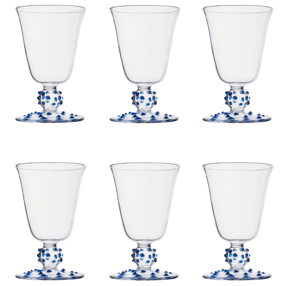 Pom Wine Glass Blue Set of Six - Issy Granger