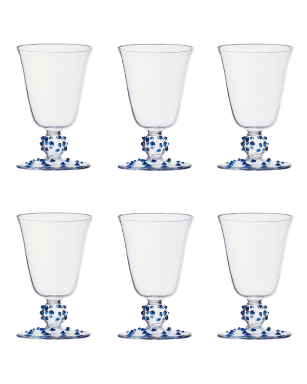 Pom Wine Glass Blue Set of Six - Issy Granger