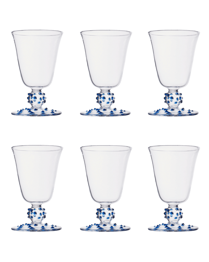 Pom Wine Glass Blue Set of Six - Issy Granger