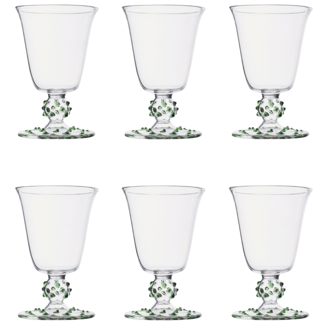 Green Pom Wine Glass Set of Six Issy Granger 