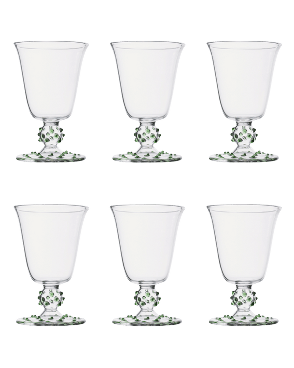 Green Pom Wine Glass Set of Six Issy Granger 