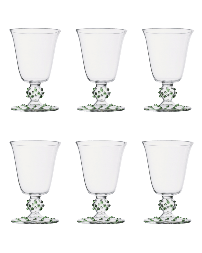 Green Pom Wine Glass Set of Six Issy Granger 