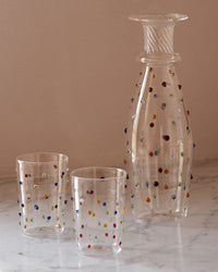 Pom Glass Water Tumbler Set of four Multicoloured and Glass Pom Water Carafe Multicoloured 2