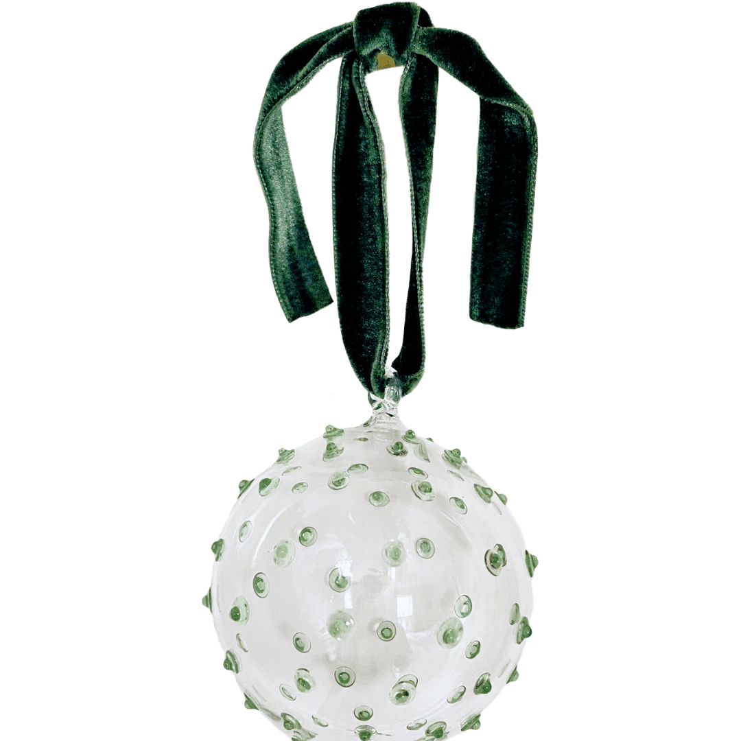 Pom Glass Bauble - Green