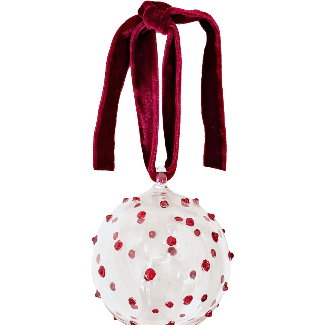 Pom Glass Bauble - Red