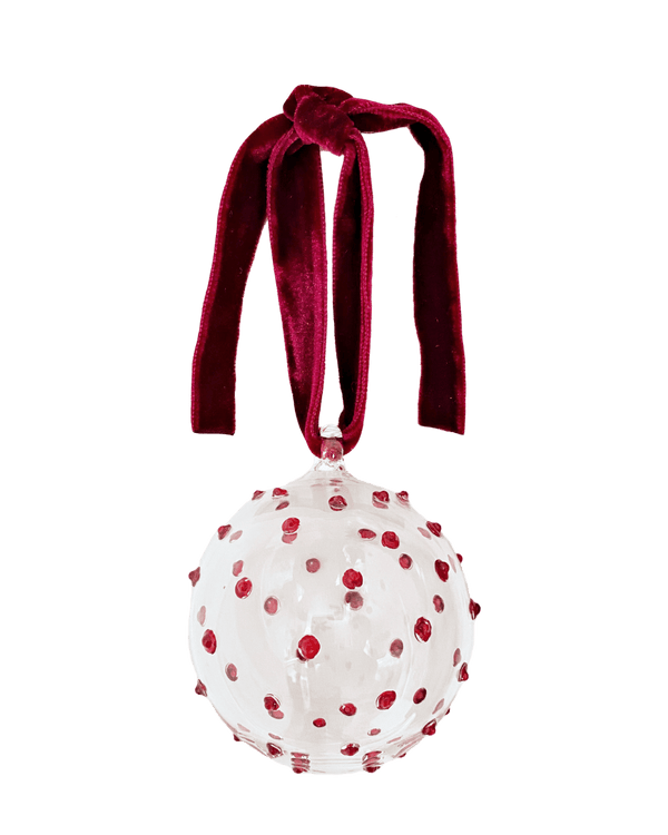 Pom Glass Bauble - Red