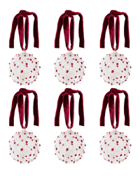 Box of Six Pom Glass Baubles - Red