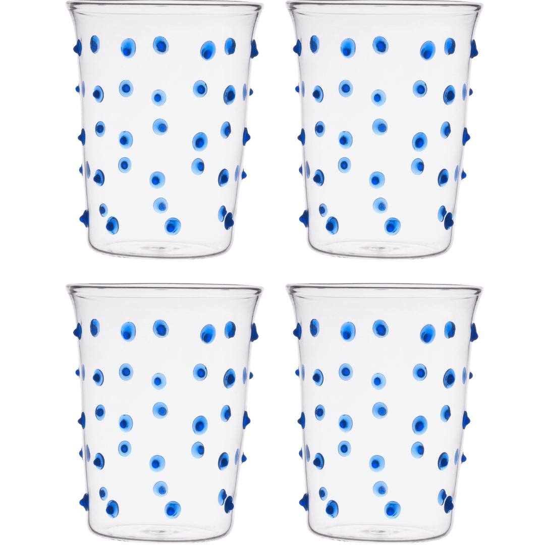 Pom glass Water Tumbler Set of Four Blue Issy Granger 