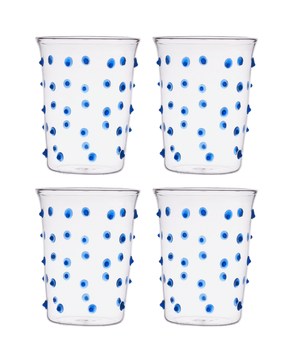 Pom glass Water Tumbler Set of Four Blue Issy Granger 