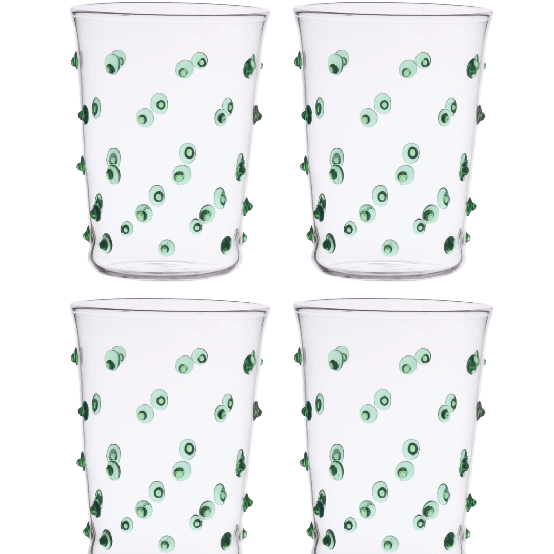 Pom Glass Water Tumblers Green Set of Four Issy Granger 