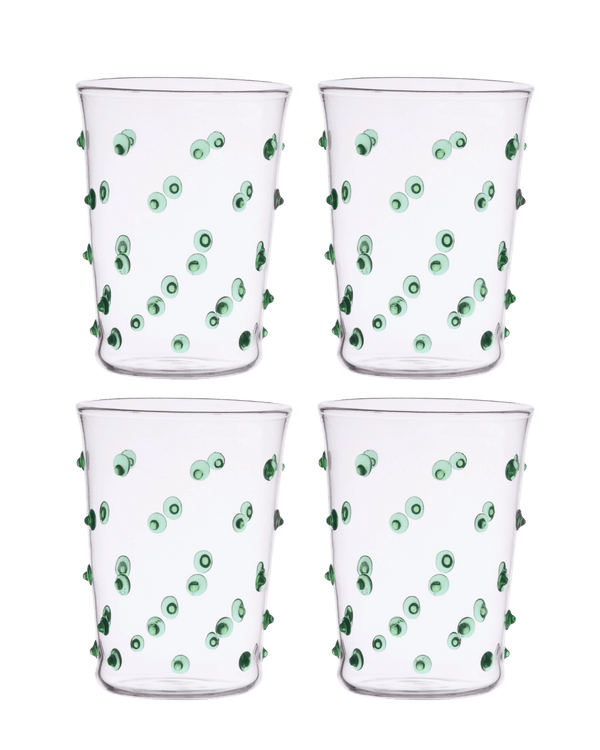 Pom Glass Water Tumblers Green Set of Four Issy Granger 