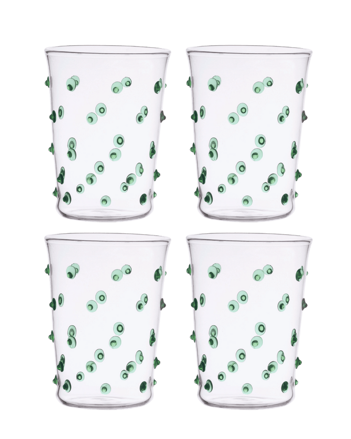 Pom Glass Water Tumblers Green Set of Four Issy Granger 