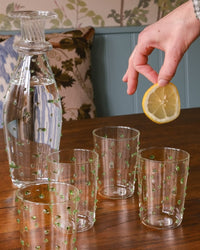 Pom Glass Water Tumblers Green Set of Four Issy Granger Green Glass Pom Water Carafe 