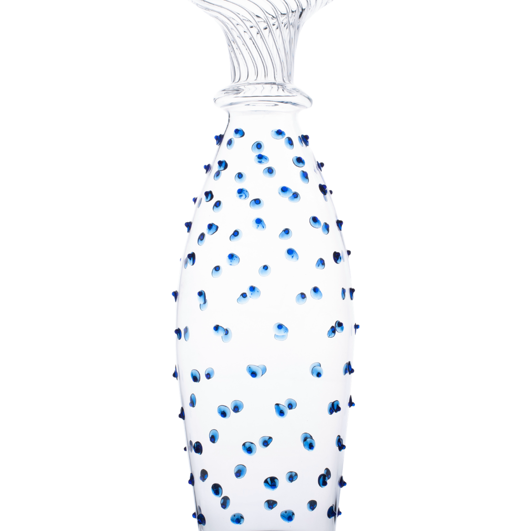 Blue Pom Glass Carafe (Seconds)