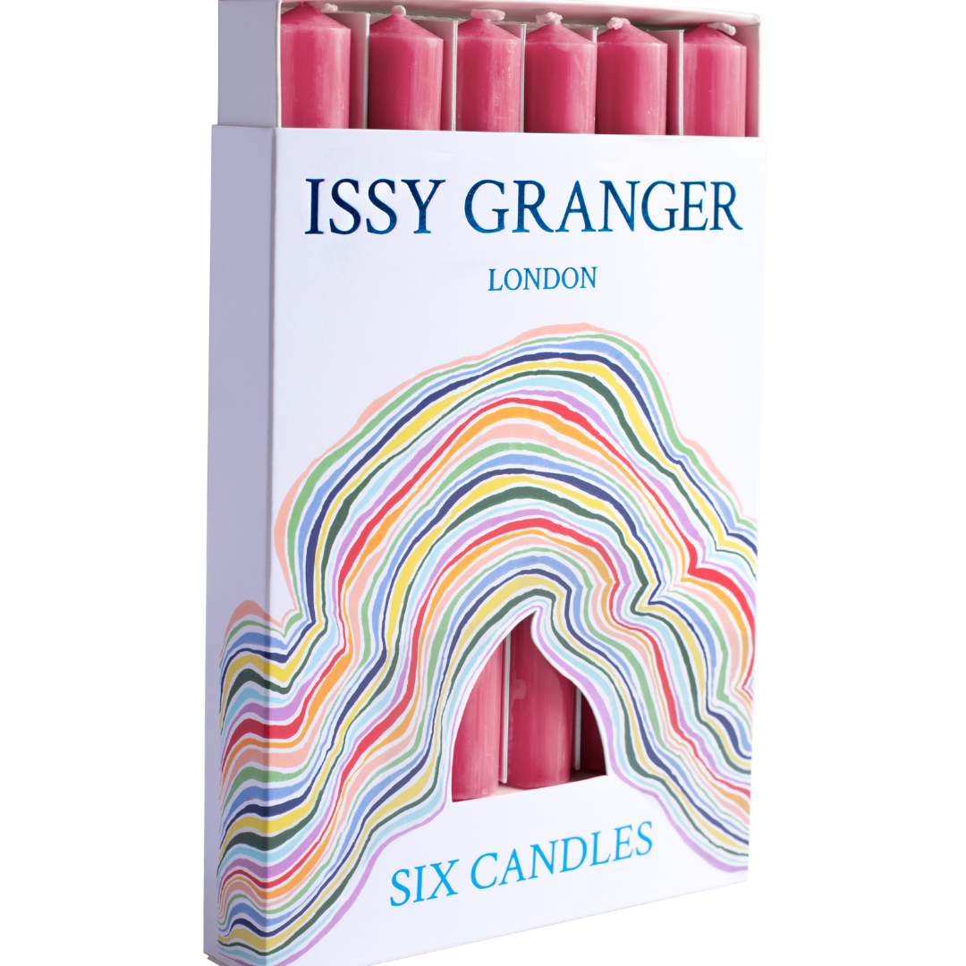 Raspberry Pink Wax Dinner Candles Issy Granger 