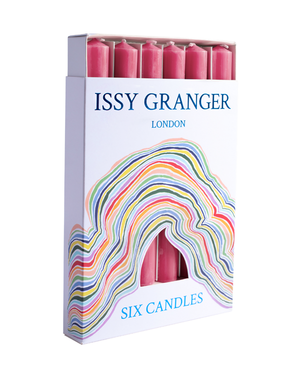 Raspberry Pink Wax Dinner Candles Issy Granger 