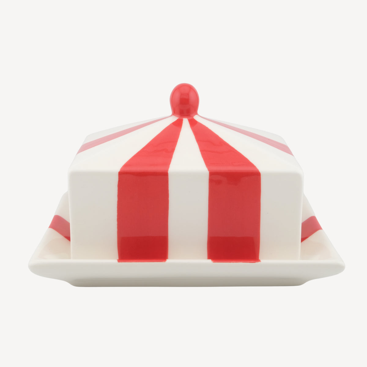 Circus Stripe Butter Dish - Red