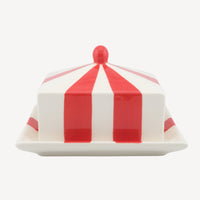 Circus Stripe Butter Dish - Red