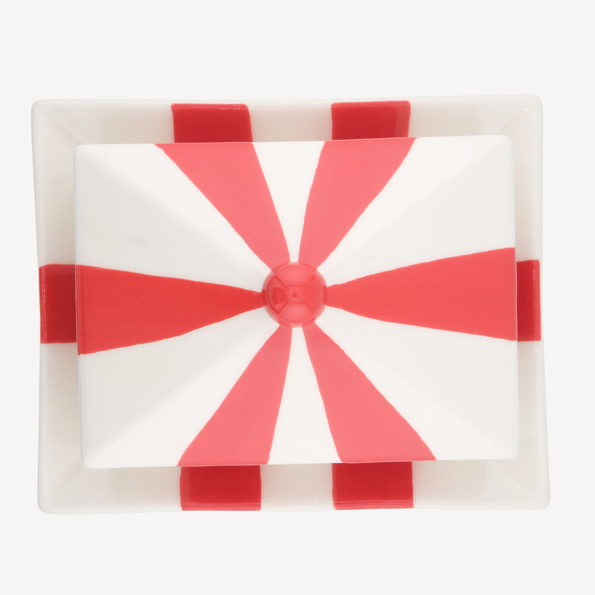 Circus Stripe Butter Dish - Red