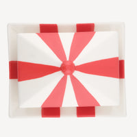 Circus Stripe Butter Dish - Red