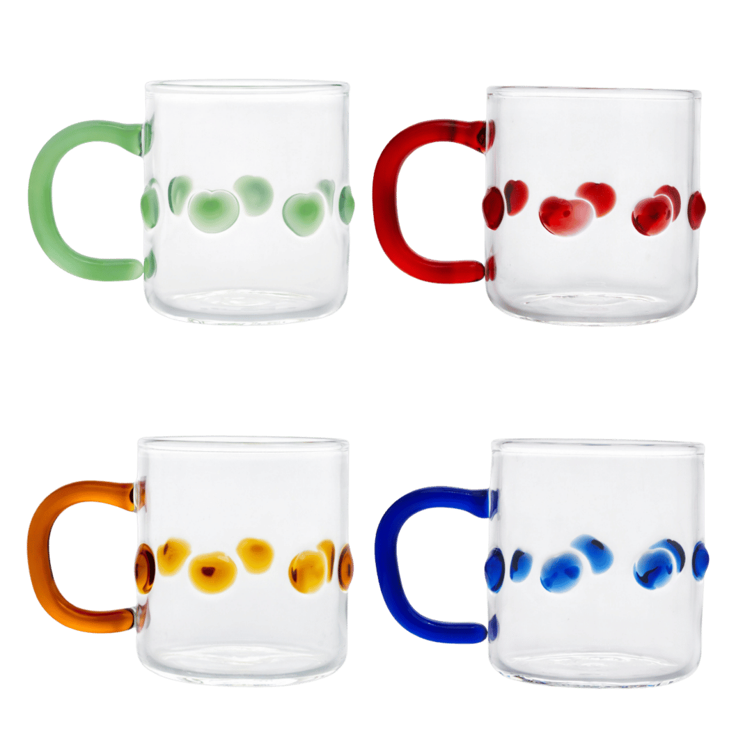 Set of Four 4oz Handblown Glass Espresso Cups -Issy Granger