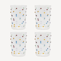 Multicoloured Pom Tumbler Glass - Set of Four