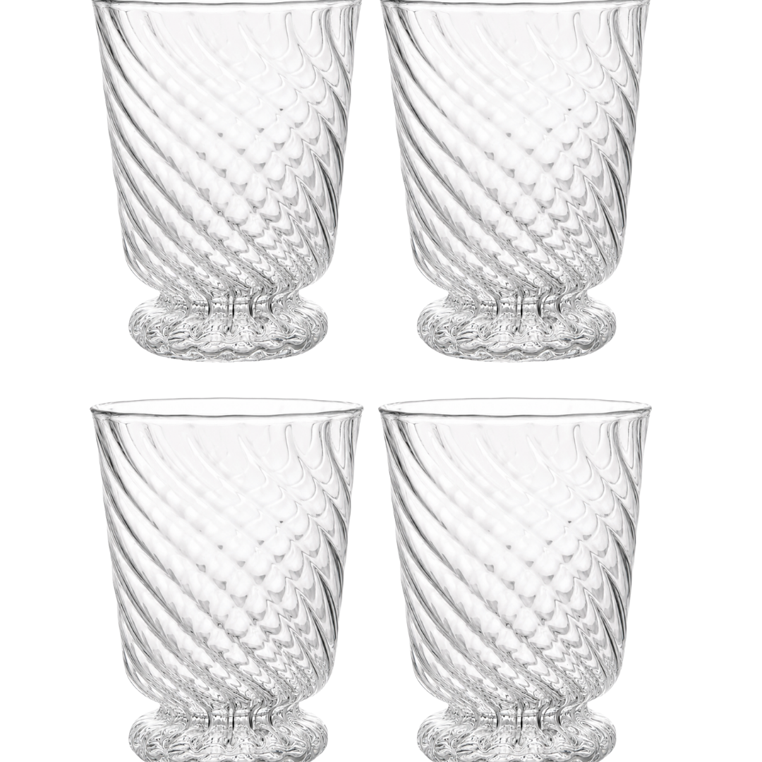 Set of four spiral clear glass tumblers