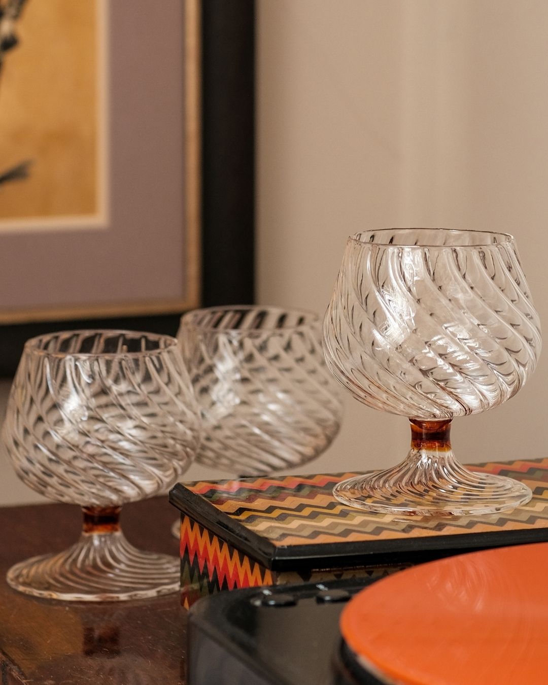 Spiral Brandy Glass Amber Issy Granger Cocktail Glass 