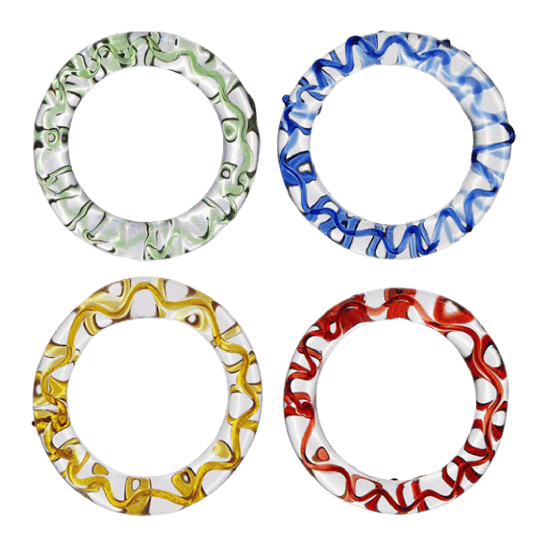 Multicoloured Squiggle Glass Napkin Rings - Set of Four