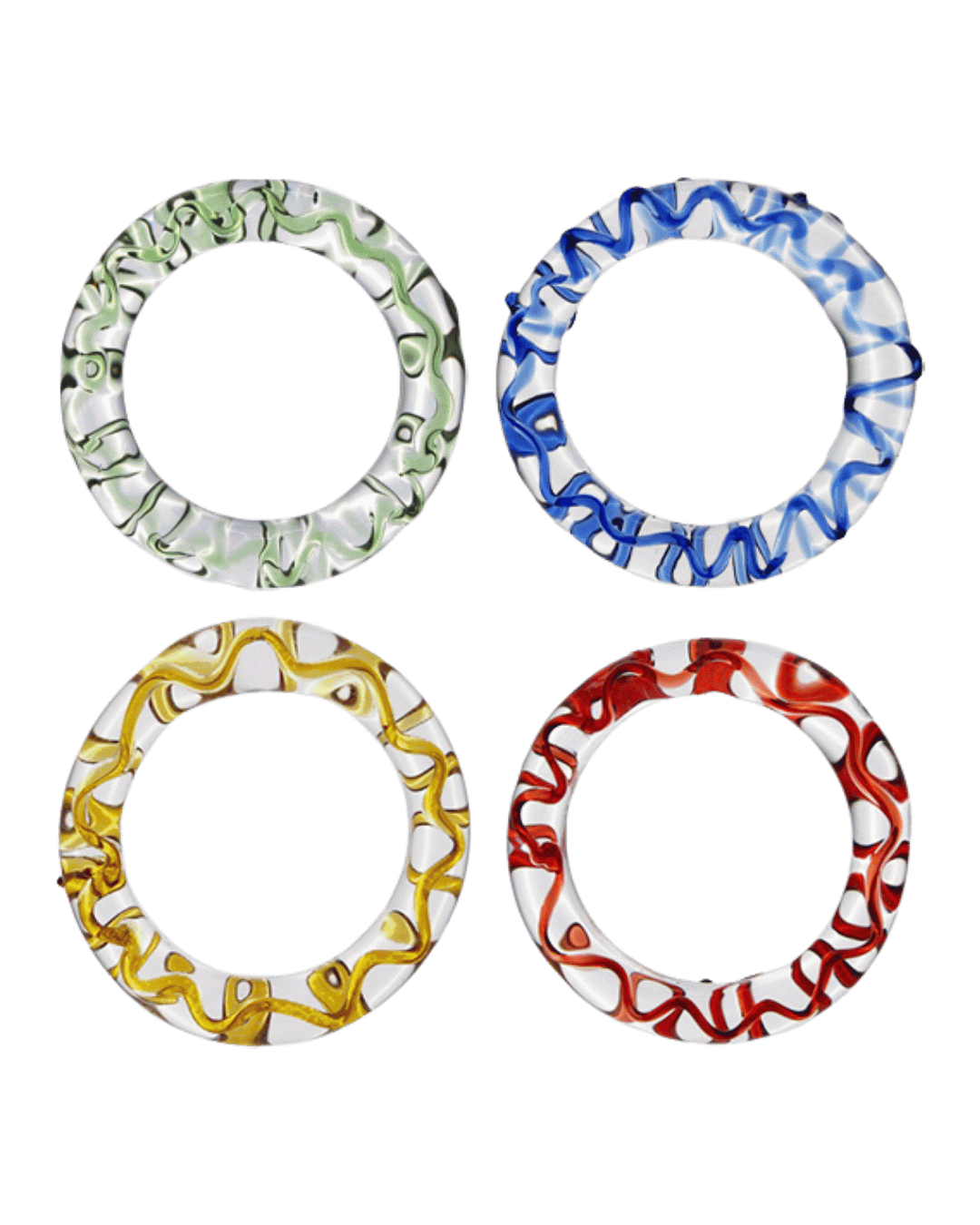 Multicoloured Squiggle Glass Napkin Rings - Set of Four
