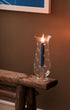 Star Etched Glass Hurricane Lantern Issy Granger for Blue Wax Dinner Candles 