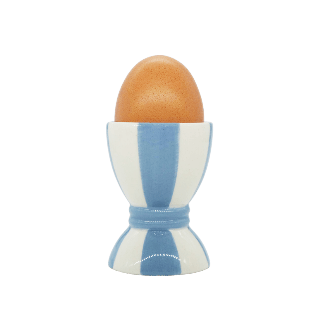 Striped Ceramic Egg Cup Blue and White Stripes Issy Granger 