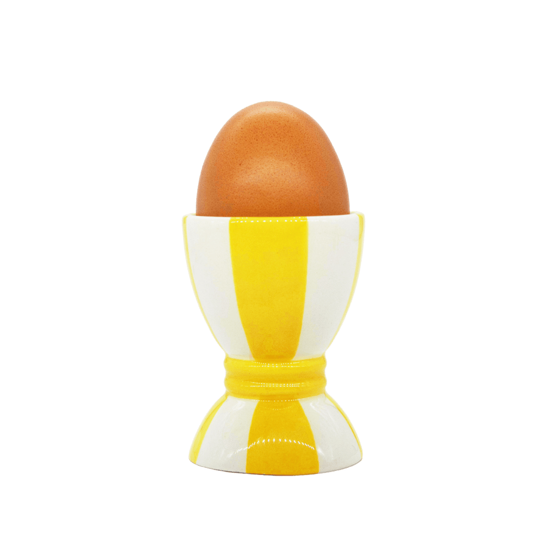 Striped Ceramic Egg Cup Yellow and White Striped Issy Granger 