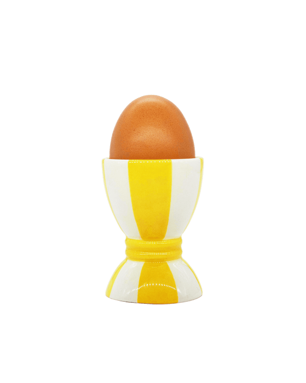 Striped Ceramic Egg Cup Yellow and White Striped Issy Granger 