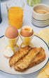 Striped Ceramic Egg Cup Yellow and White Striped Issy Granger Dippy Boiled Eggs and Toast