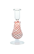 Swirl Short Glass Candle Holder Candlestick Red White Swirls Issy Granger 