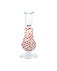 Swirl Short Glass Candle Holder Candlestick Red White Swirls Issy Granger 