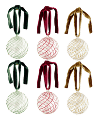 Box of Six Swirl Glass Baubles - Mix
