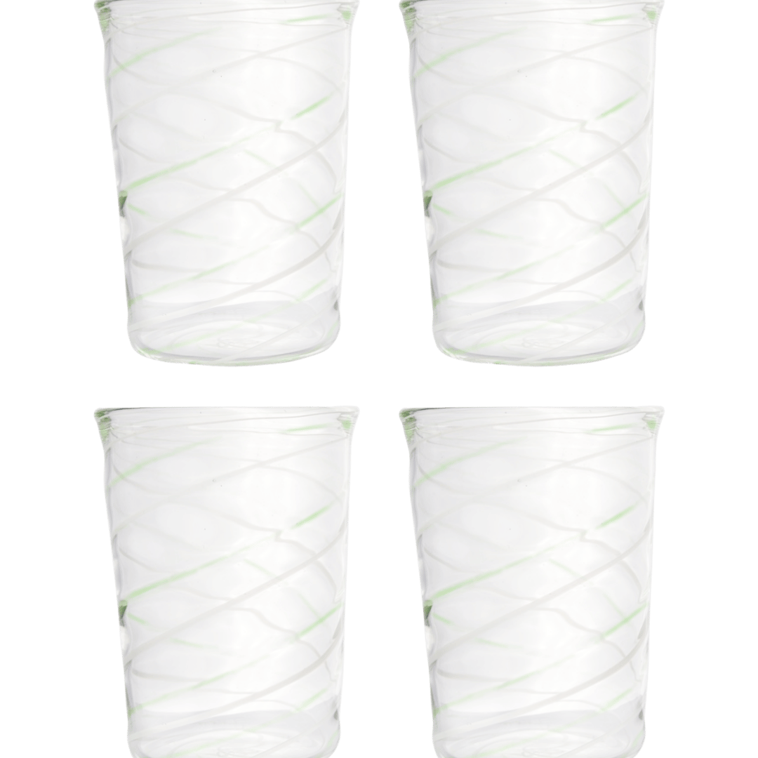 Green Swirl Water Tumbler Set of Four 