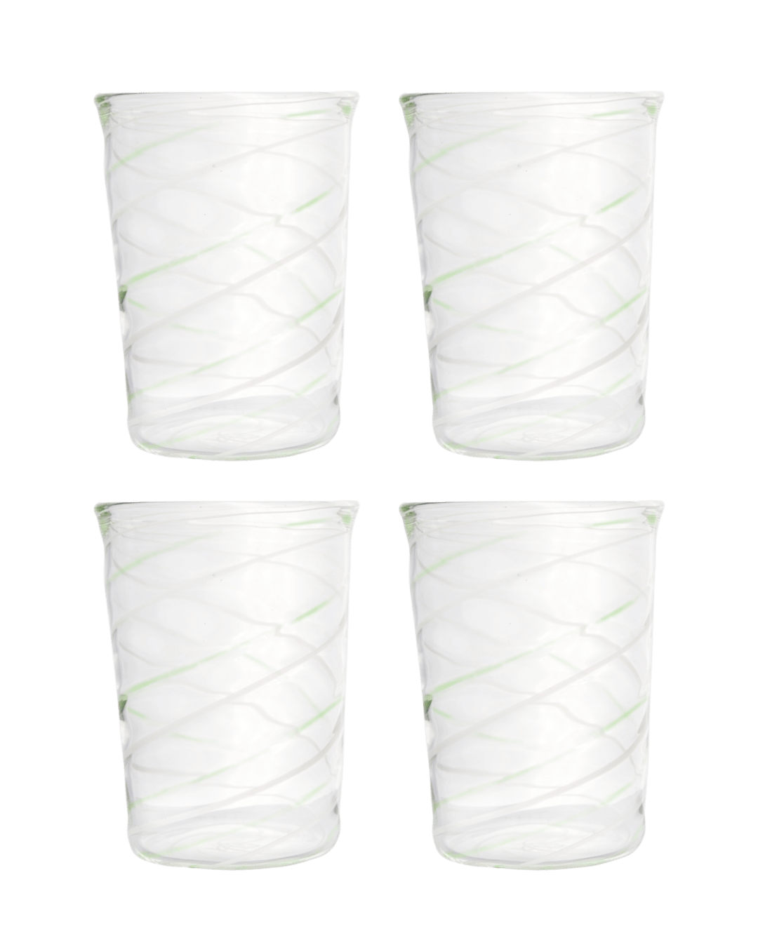 Green Swirl Water Tumbler Set of Four 