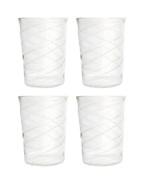 Green Swirl Water Tumbler Set of Four 