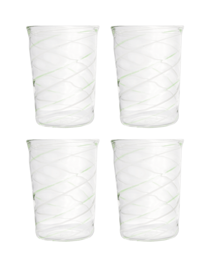 Green Swirl Water Tumbler Set of Four 